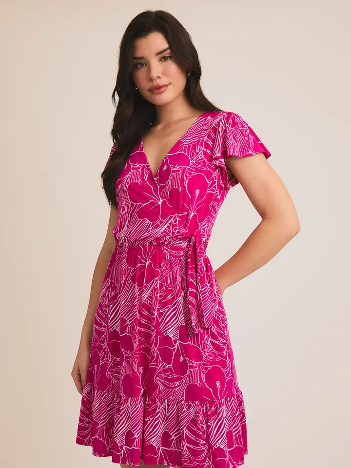 open lace back dress Fuchsia Floral Wrap Dress – She's Smitten