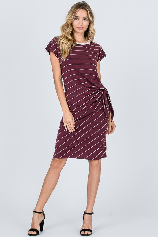 Brynn Burgundy Striped Dress