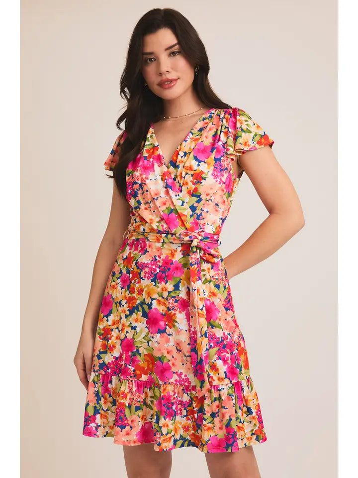 Curvy Girl Wrap Floral Mini Dress – She's Smitten