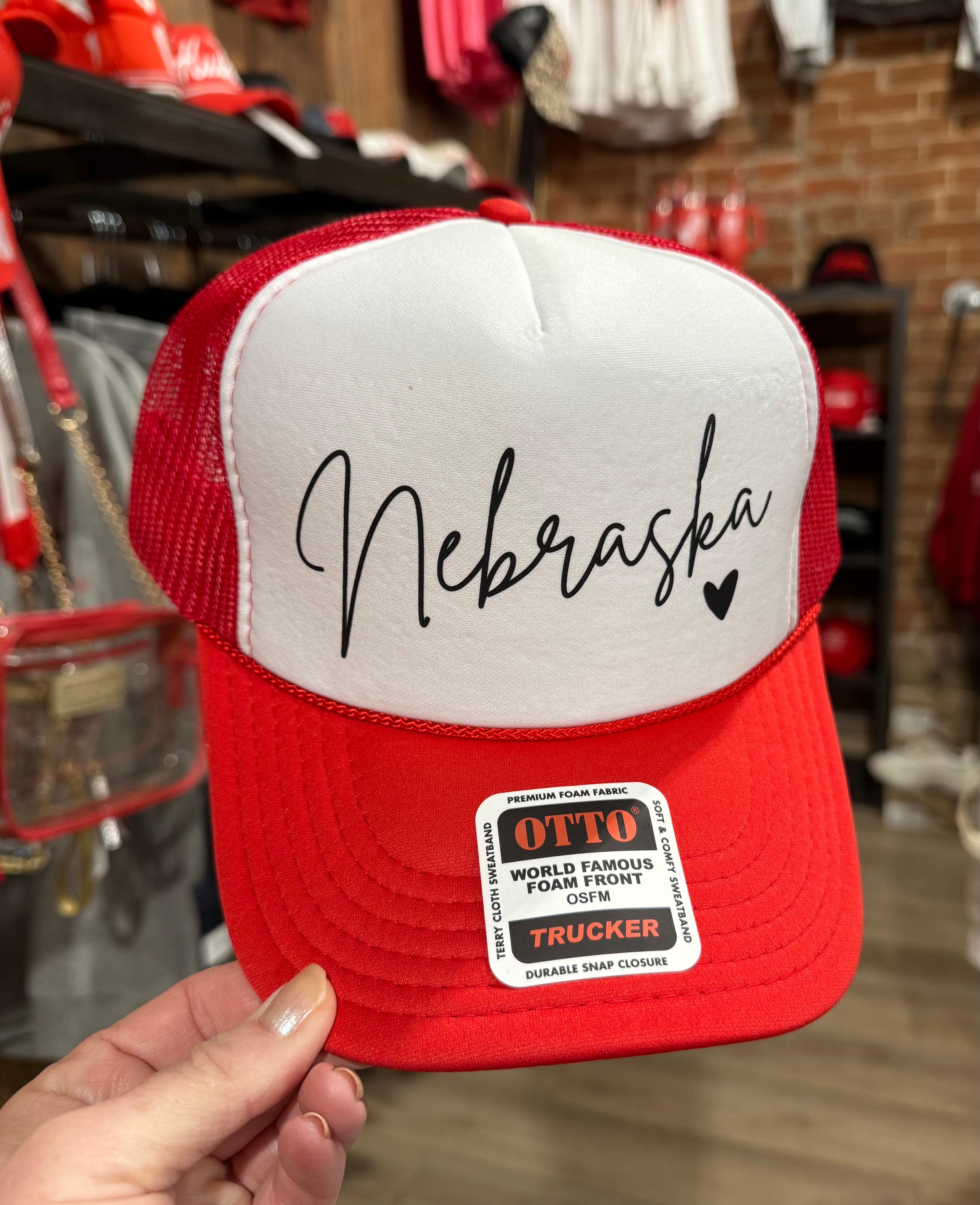 Nebraska Cursive Script Nebraska Cursive Trucker Hat – She's Smitten