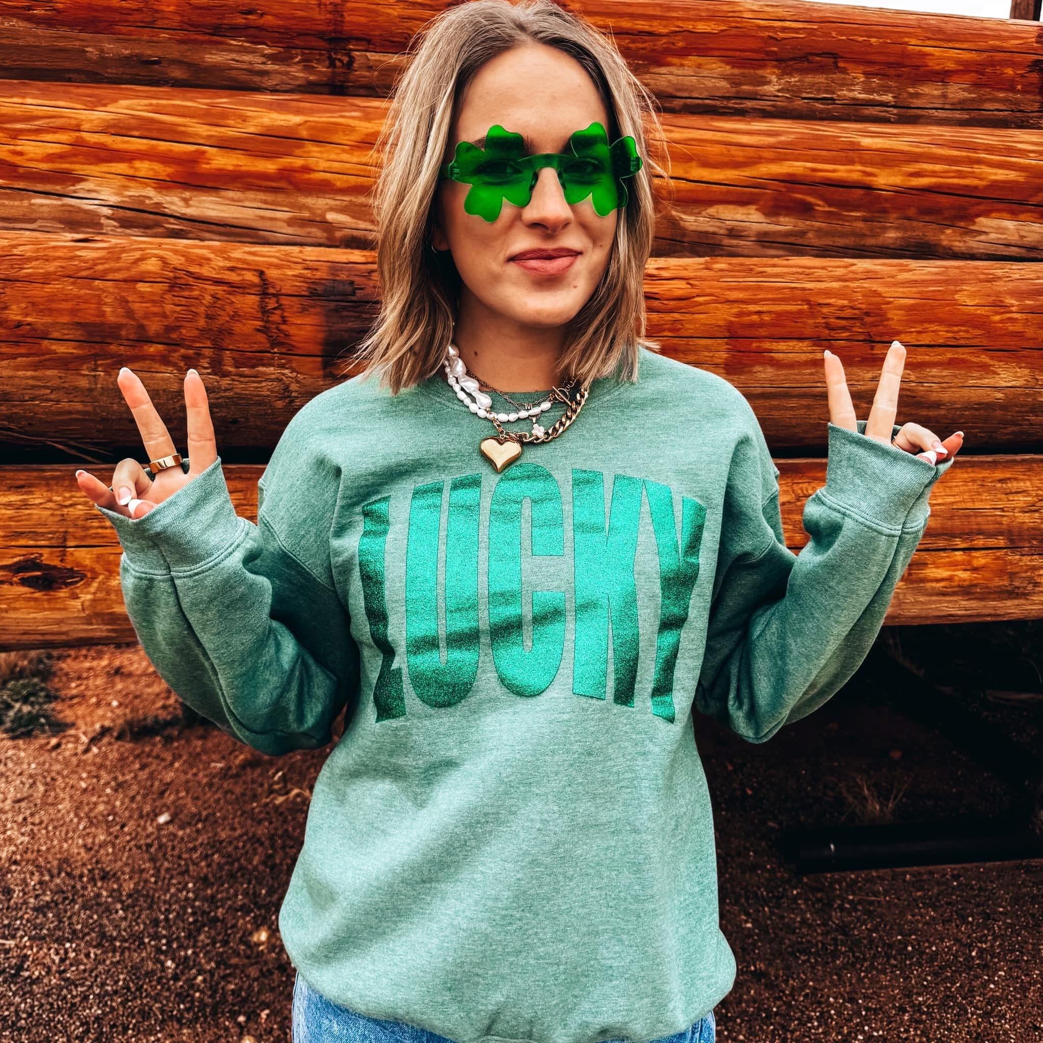 Lucky Glitter Crewneck – She's Smitten