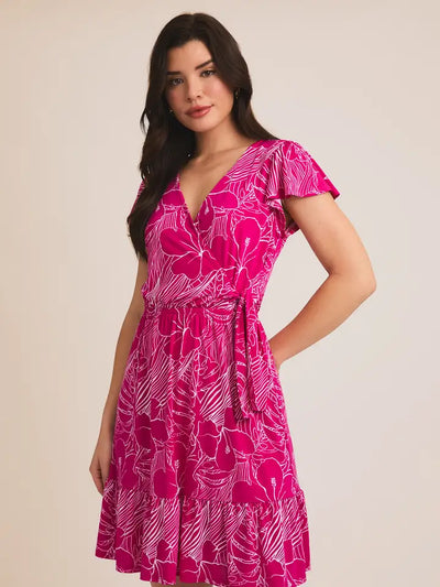 fuchsia pink wrap dress GABRIELA Wrap Dress - Fuchsia Floral Hot Pink